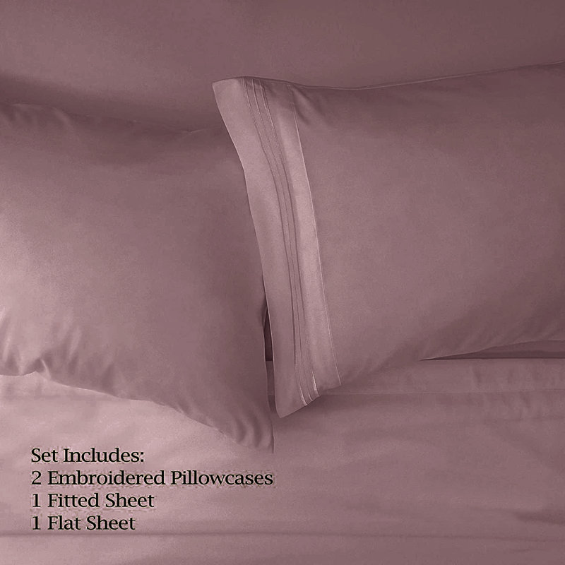 Microfiber Sheet Set, Queen Sheet Set with 2 Pillowcases, Rose