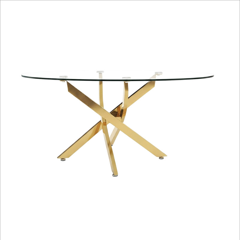 39.37" Glass Side Table with Gold Legs