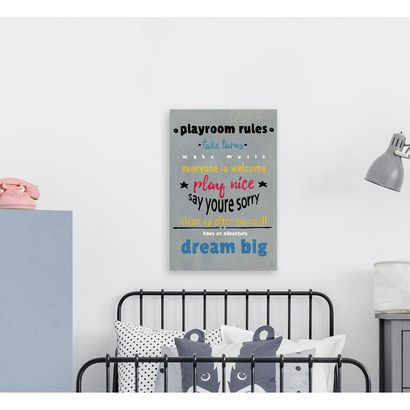 « salle jeux rules », art sur toile Chanhassen, H 24 po x l 16 po x p 1,5 po
