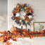 Couronne de récolte artificielle 19,7 po avec citrouilles, dahlias, eucalyptus et baies - Décoration de porte rustique de l'Action de grâce