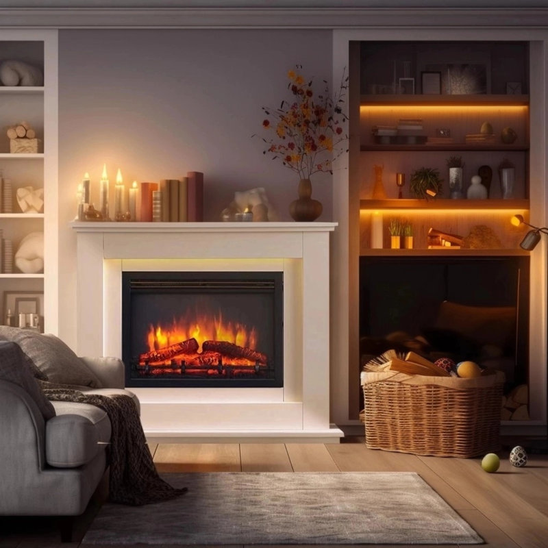 Mathilde Castleton Fires & Fireplaces 100cm W White Electric Fireplace with 6824.3 BTU