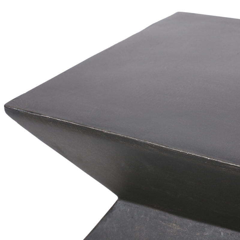 Table d'extérieur en béton léger - motif géométrique, teinte cuivre, 15,06 po x 15,06 po x 20,18 po, et support polyvalent, cuivre, portable