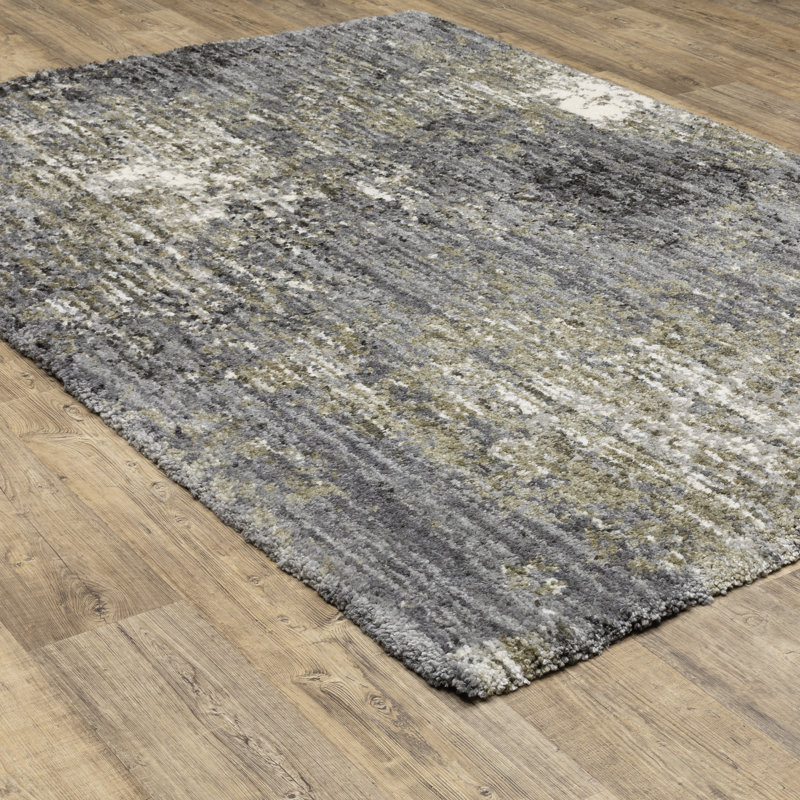 Tapis abstrait ivoire / gris Sven, Rectangle 6 pi 7 po x 9 pi 6 po