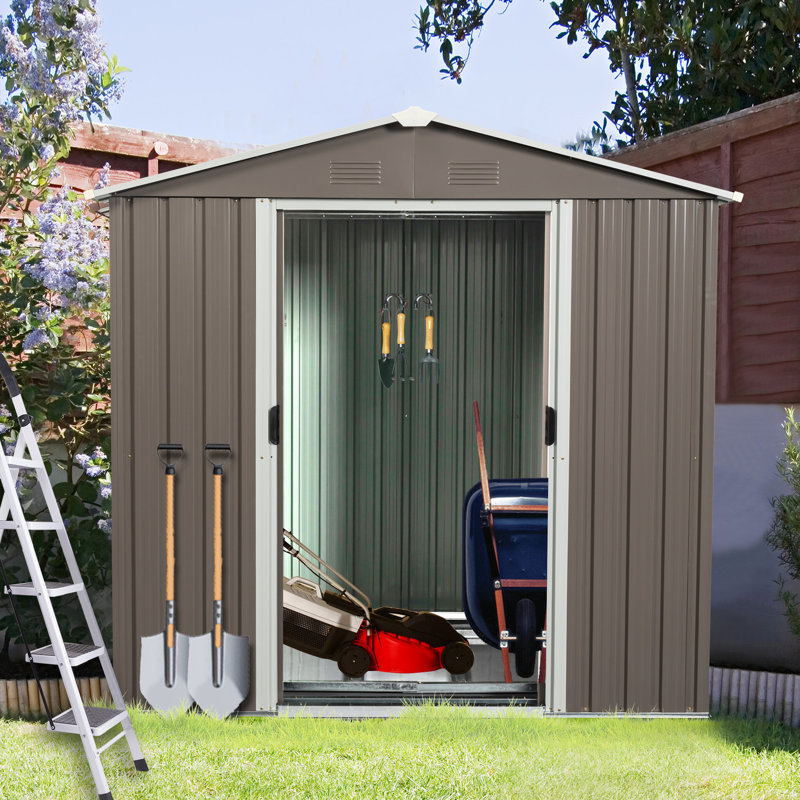 6ft X 5ft Metal Shed, Gray - Galvanized Iron Built For Long-term Durability And Versatile Outdoor Use Storage Weather-, Gray