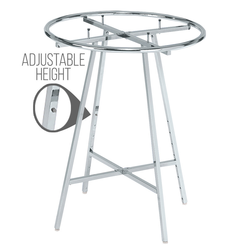 Support à vêtements rond 36 po - Présentoir chromé avec hauteur réglable