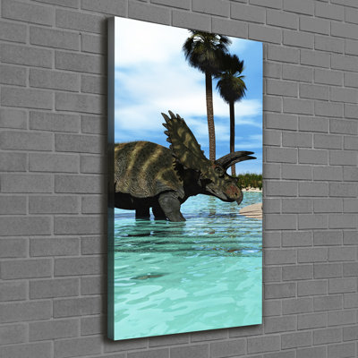 Dinosaurs On The Beach - Wrapped Canvas Print