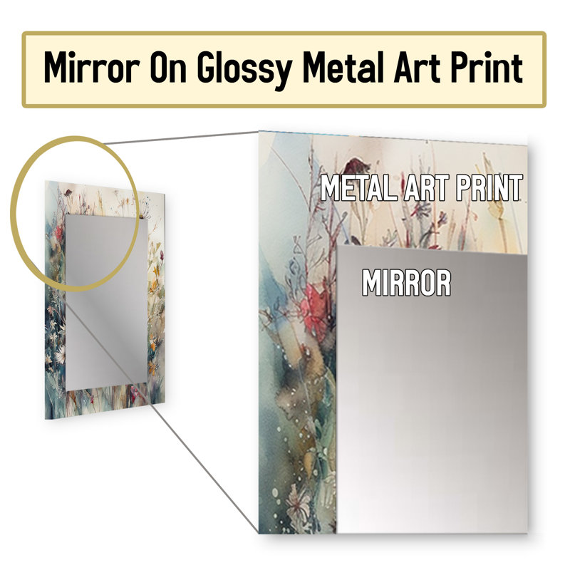 Orange Green Daisy Tranquility - Daisy Decorative Mirror, Traditional Wall Mirror, Printed Metal Art, 32" x 24"