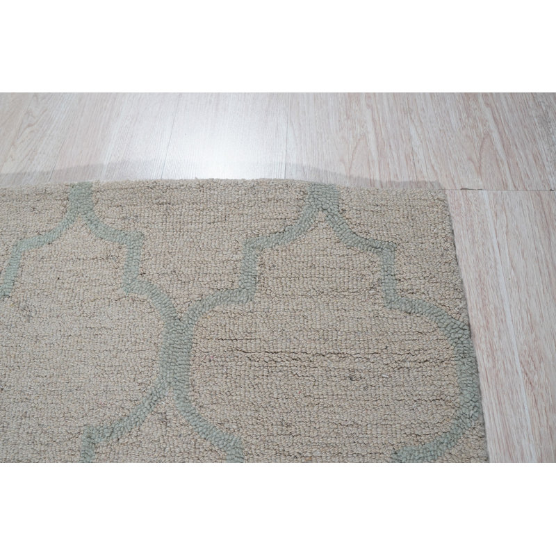 Cristache Light Gold Hand Tufted Wool Traditional Trellis Area Rug