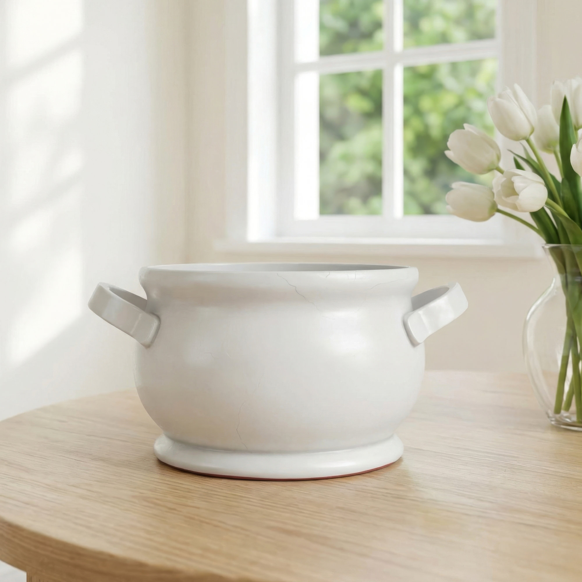 Gracemont Classic White Ceramic Decorative Footed Bowl