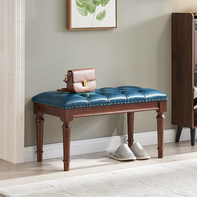 Banc long en cuir bleu pour chambre à coucher et vestibule, H 17,72 po x l 31,5 po x P 14,96 po, Bleu
