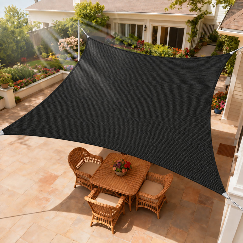 Voile d'ombrage rectangulaire renforcé, 8 pi x 12 pi, Noir