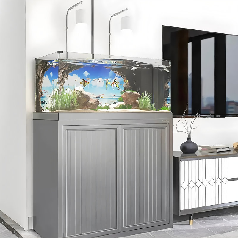 Gray Small Ultra-Clear Glass Bottom-Filtered Fish Tank