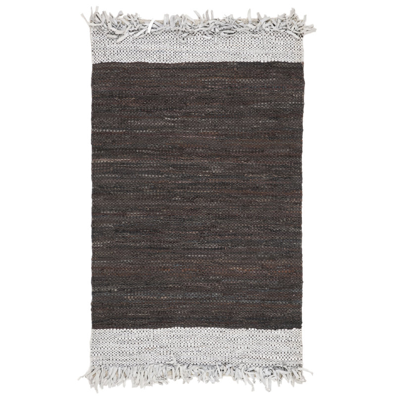 Tapis gris / brun foncé tissé à plat Exley, Rectangle 2 pi x 3 pi