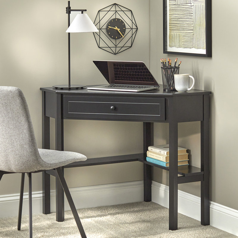 Bureau d'angle Carfi, Noir, noir, noir, noir