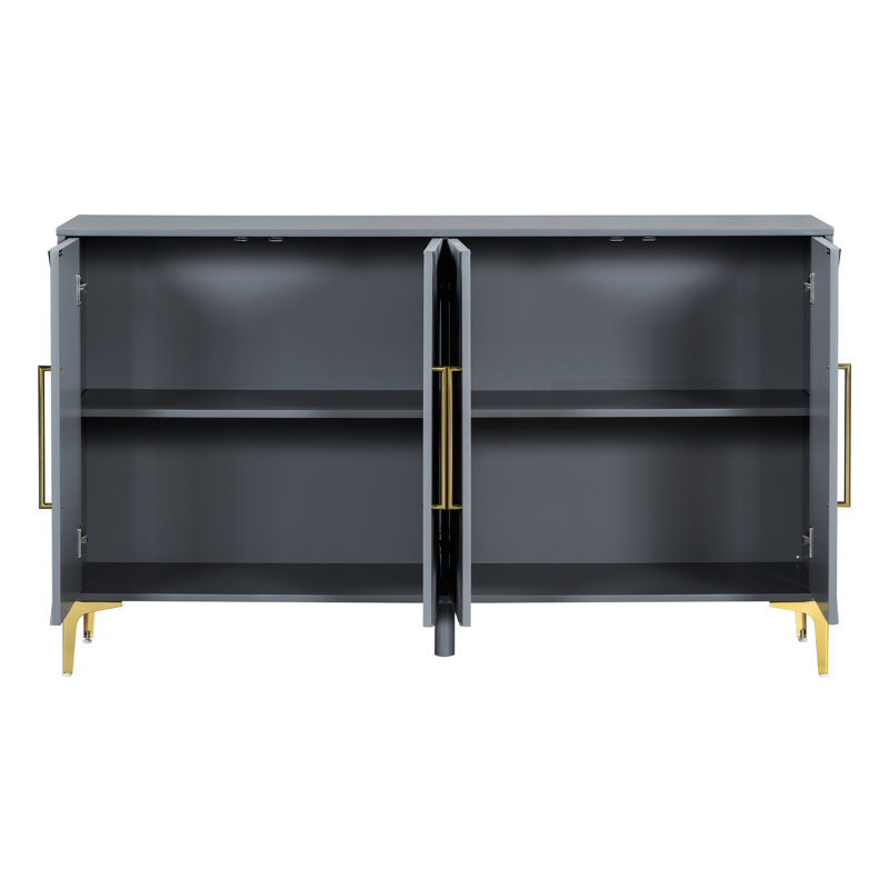 Contemporary Cabinet With Triangular Doors - Two-tone Color Option Grey Four-door Geometric Design Versatile Storage For Living Spaces , Adjustable Shelves, Style