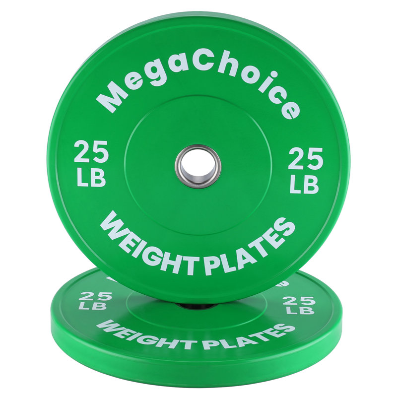 Plaques de poids de pare-chocs en caoutchouc de 2 pouces avec code de couleur, 10 à 55 lb simple / paire / ensemble d'options, plaques à haltères silencieuses absorbant les chocs pour la musculation à domicile et l'entraînement en force