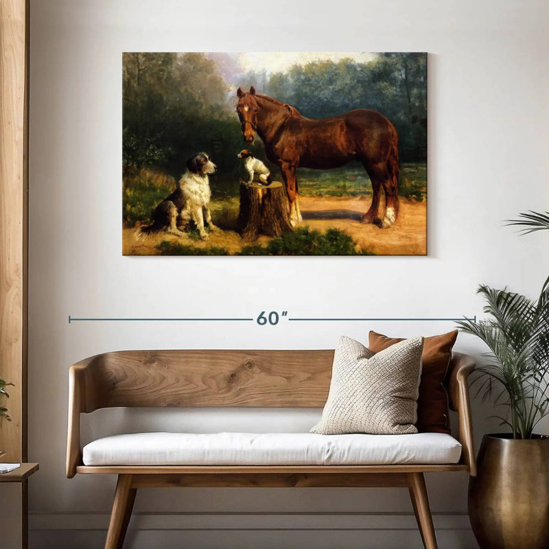 Brampt Horse And Two Dogs In A Landscape, 30" H x 45" W