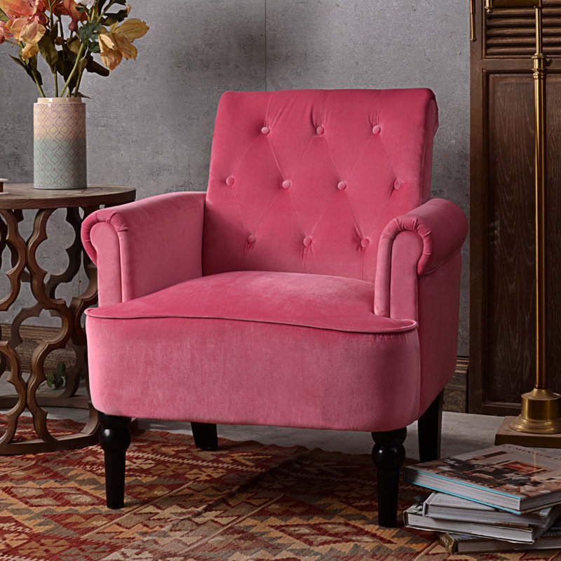 Fauteuil Braelinn, Velours rose