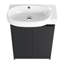 Meuble-lavabo moderne autoportant de 23 po, châtaignier noir, porte à fermeture en douceur, lavabo de rangement en céramique, portes, amplement d'espace pour-121303414