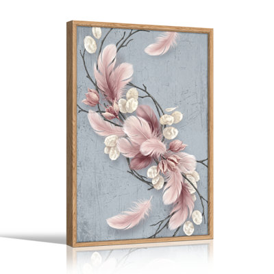 "Floral Feathers", reproduction d'art sur toile, ensemble de 1