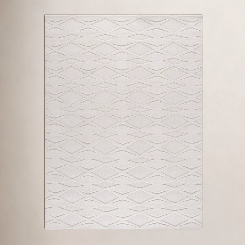 Tapis ivoire en laine / coton touffeté à la main Elphia, Rectangle 6 pi x 9 pi