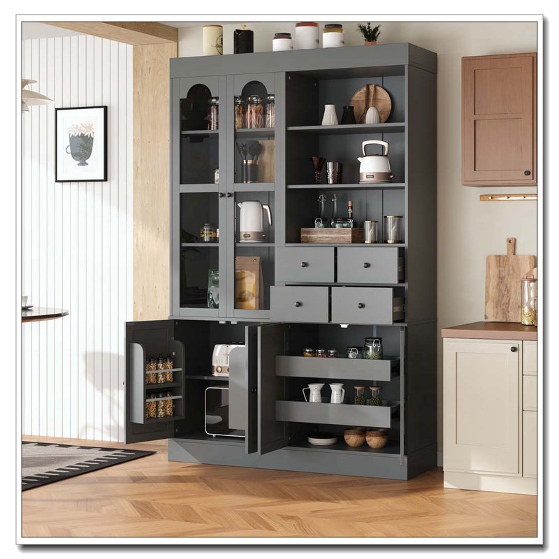 Grand garde-manger autoportant Buffet Hutch, Gris