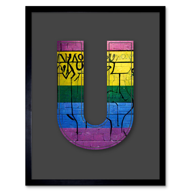 Letter U Sriped Wall - Single Picture Frame Print