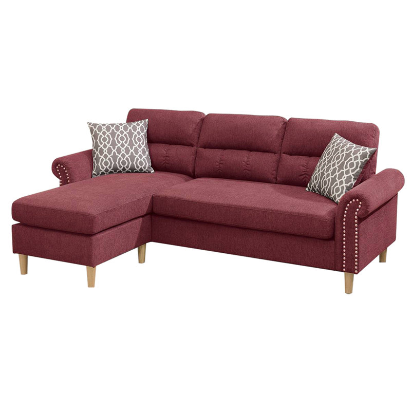 Canapé modulaire réversible en velours rouge paprika
