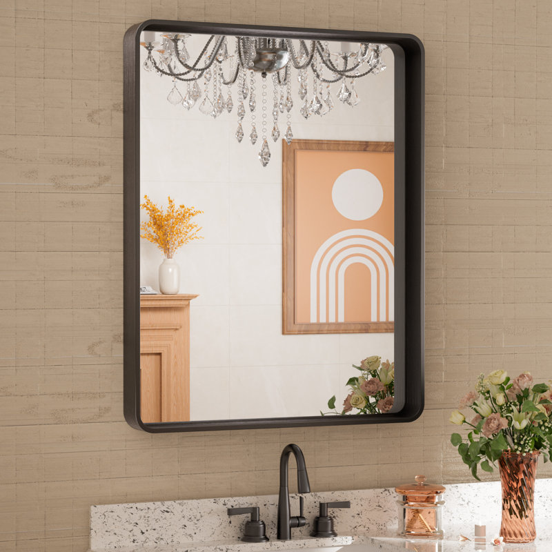 Miroir d'appoint Tyro, Noir mat, 30 po x 24 po, Rectangulaire