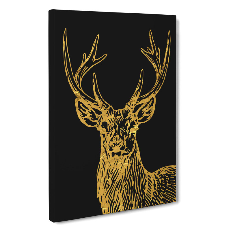 Golden Stag - Wrapped Canvas Print, 76cm H x 50cm W x 3cm D