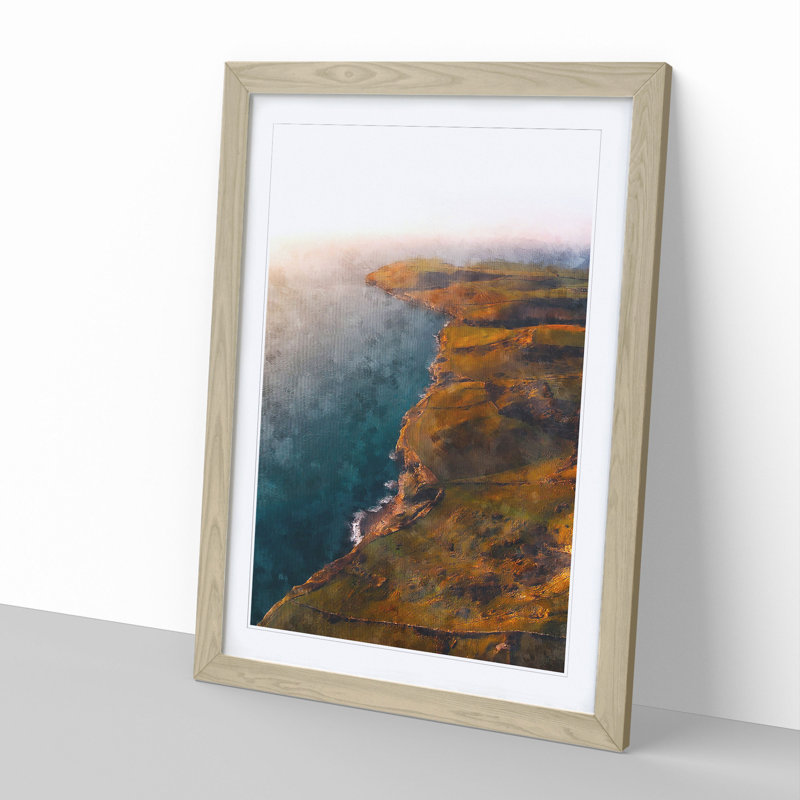 Swanage in Dorset - Picture Frame Painting, Oak Framed, 36cm H x 27cm W x 2cm D