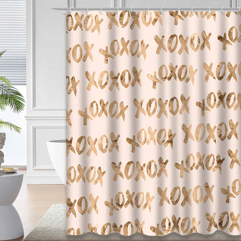 Rideau de douche rose à motif abstrait rose avec 12 crochets, 72" L x 72" W