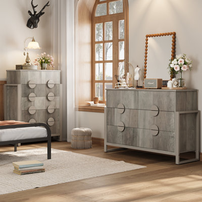 Ebern Designs 2 Piece Bedroom Dresser And Chest Set - 6 Drawer Tall Dresser And 6 Double Drawer by Ebern Designs