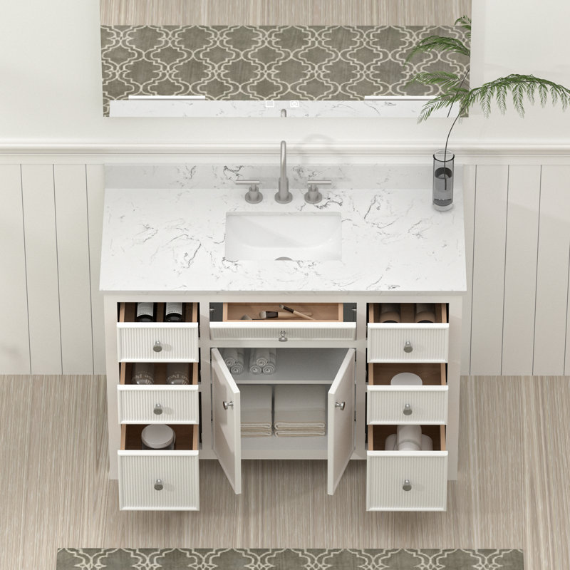 Ensemble de meuble-lavabo simple 48 po avec plateau en bois massif, 48"