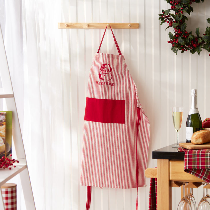 Christmas Striped Cotton Bib Apron