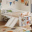 Structure de lit avec tablette de rangement, structure de lit en bois avec glissière et échelle, lit plateforme simple avec garde-corps, aucun sommier requis-130081740
