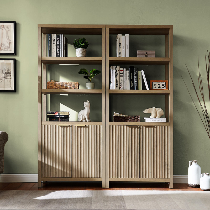 Nicolee 71'' H Storage Bookcase (Set of 2), Sand Oak