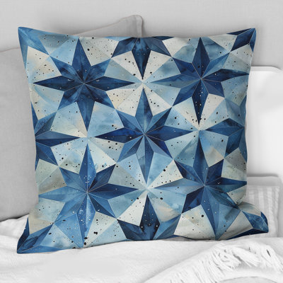 Blue Beige Midcentury Stars I - Midcentury Throw Pillow