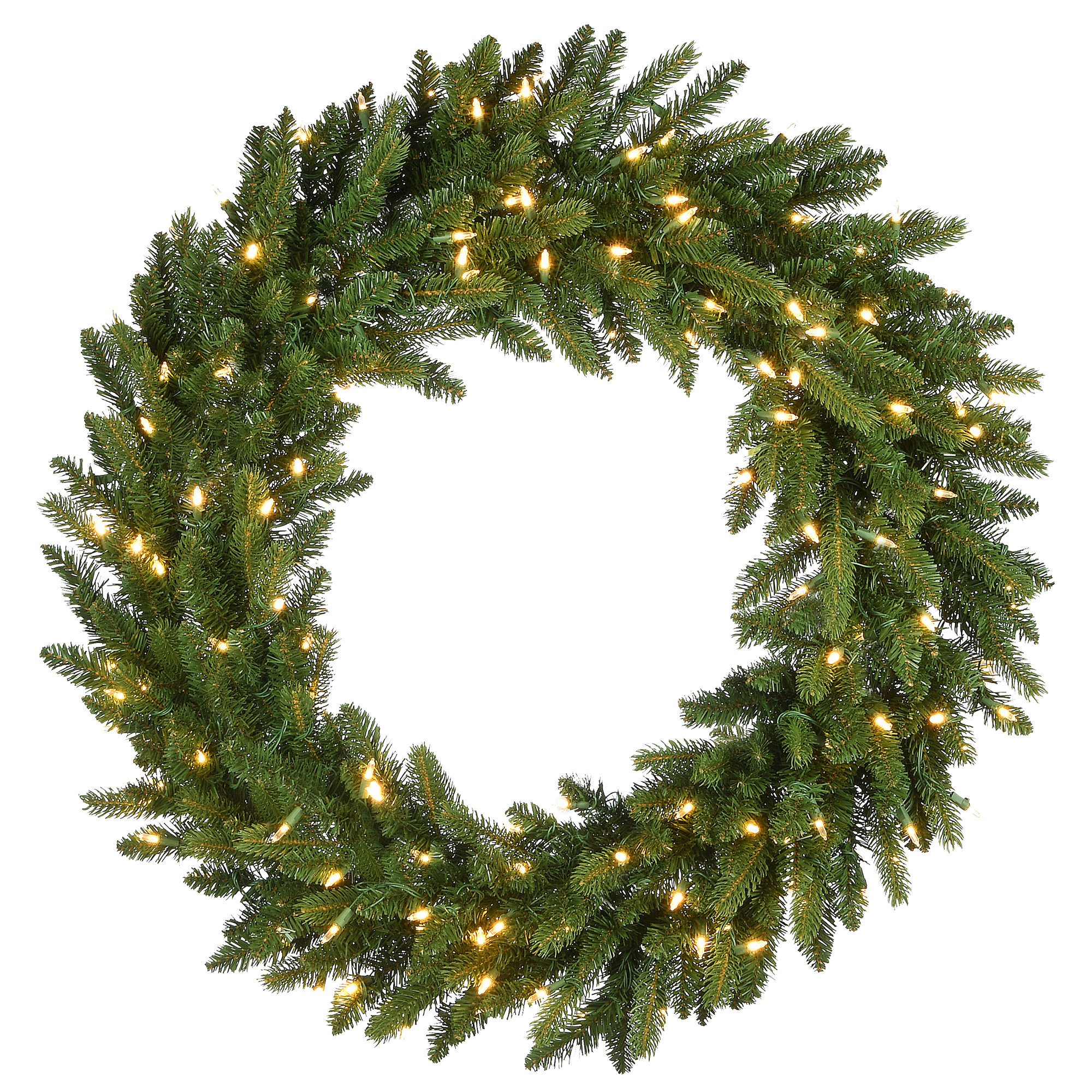 The Holiday Aisle® Grande Fir Wreath with Warm White LED Lights, 36" H x 36" W x 5" D