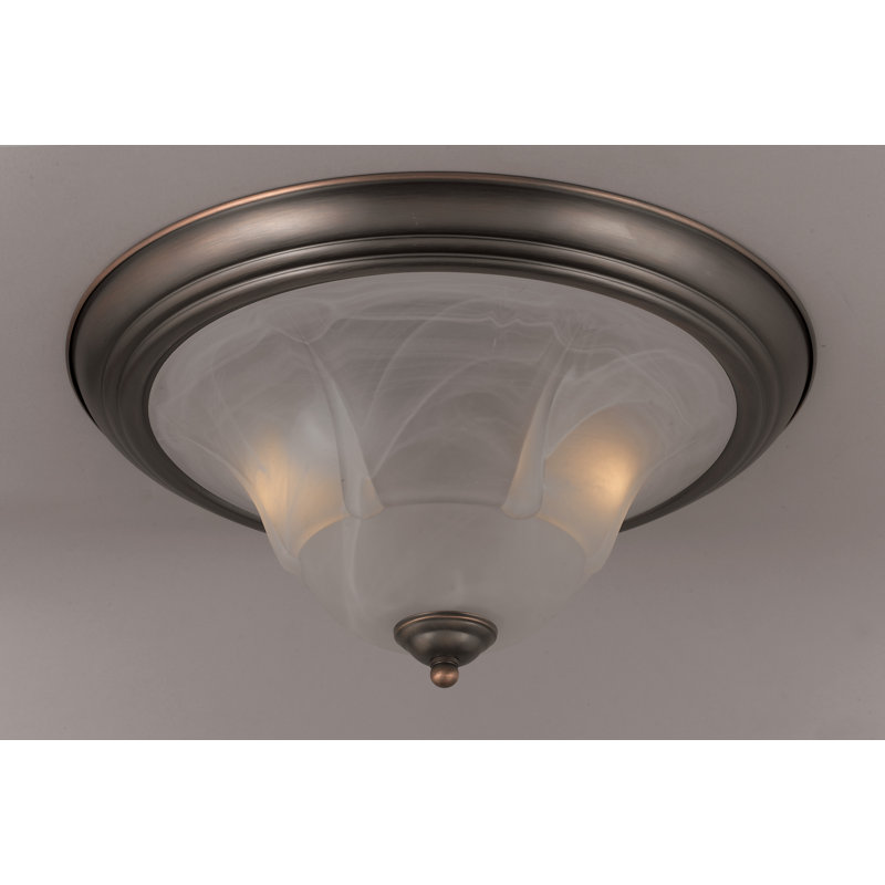 Comstock Glass Semi Flush Mount, White Alabaster, Rustic Bronze