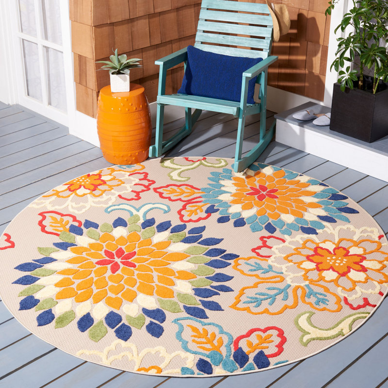 Tapis d'intérieur / extérieur floral Benner Performance, Rond 3 pi