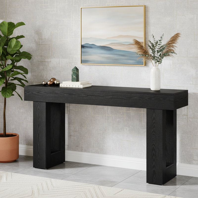 Wooden Sofa Table, 63-Inch Console Table For Entryway