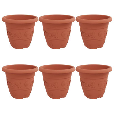 Round Flower Pot 6 Pcs Plastic