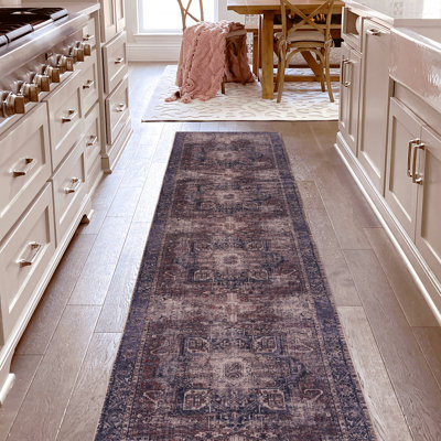Tapis lavable pour la chambre à coucher - antidérapant, antitaches et pour animaux de compagnie bourgogne, pliable 2 pi 6 po x 10 pi, sans perte de poils