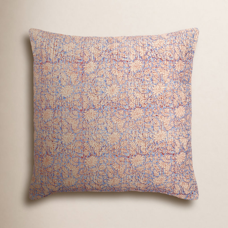 Marine Floral Cotton Throw Pillow, 18" x 18"