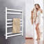 Electric towel warmer for bathrooms, heated towel rail with timer, pure white