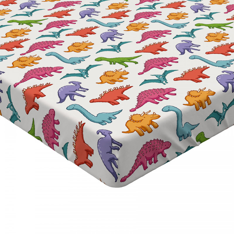 Microfiber Fitted Sheet, Full Fitted Sheet, Multicolor Dinosaur