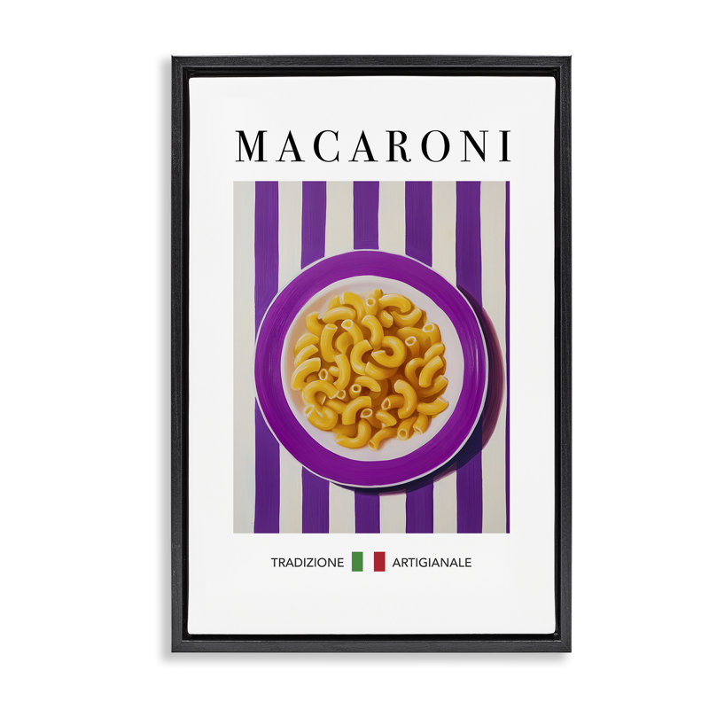 Cadre flottant traditionnel avec pâtes Macaroni, design par Andreas Magnusson, Cadre flottant noir de jais, H 25 po x l 17 po