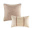 Literie brodée 8 pièces pour très grand lit - Simili soie, beige rembourré