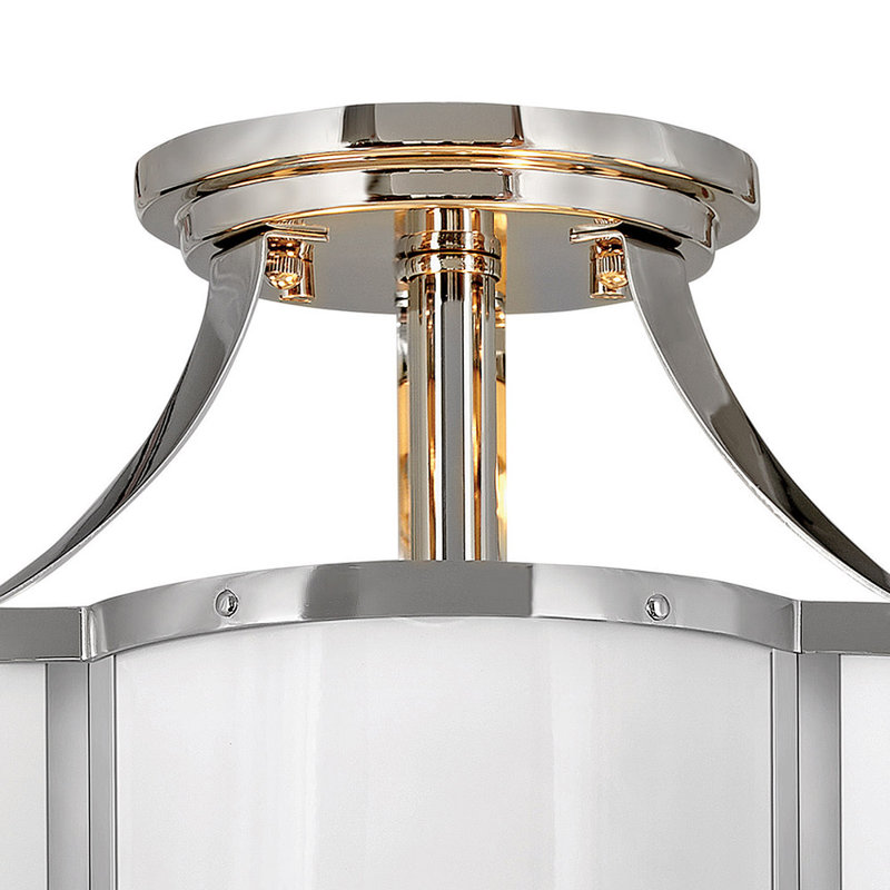 Chance 2-Light Semi-Flush Mount Ceiling Light w/ Etched Lens, Polished Nickel